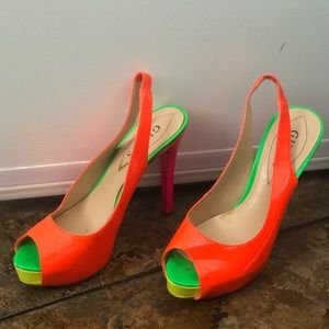 Guess Neon Slingback Heels